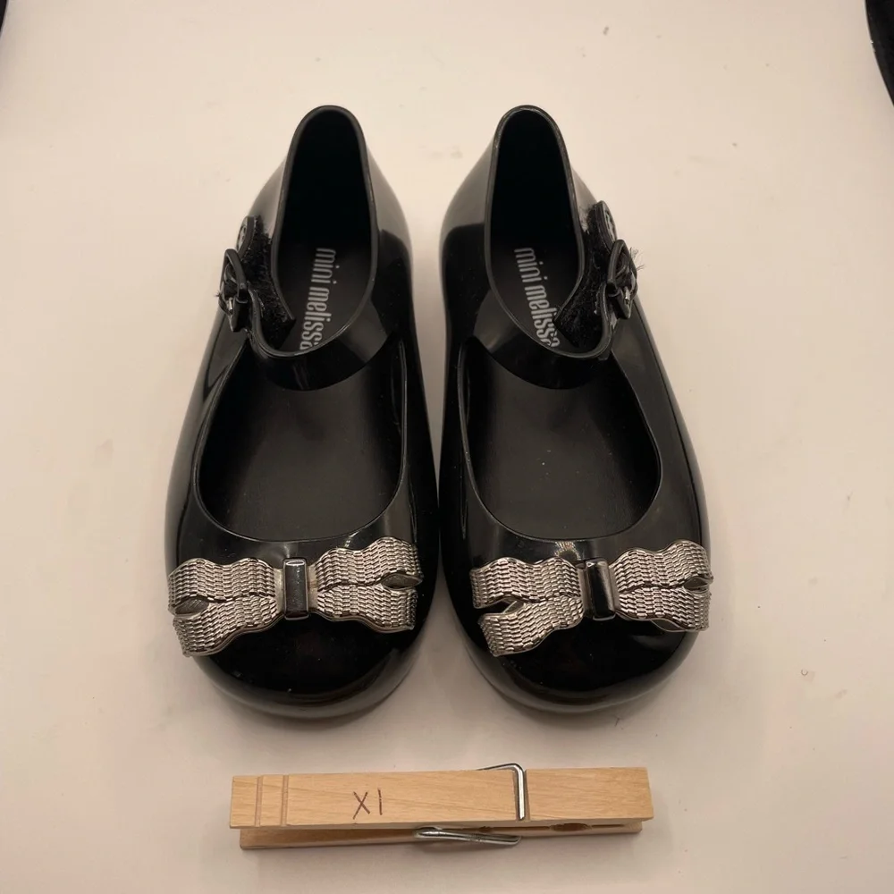 Mini Melissa girls black jelly flats size 7C